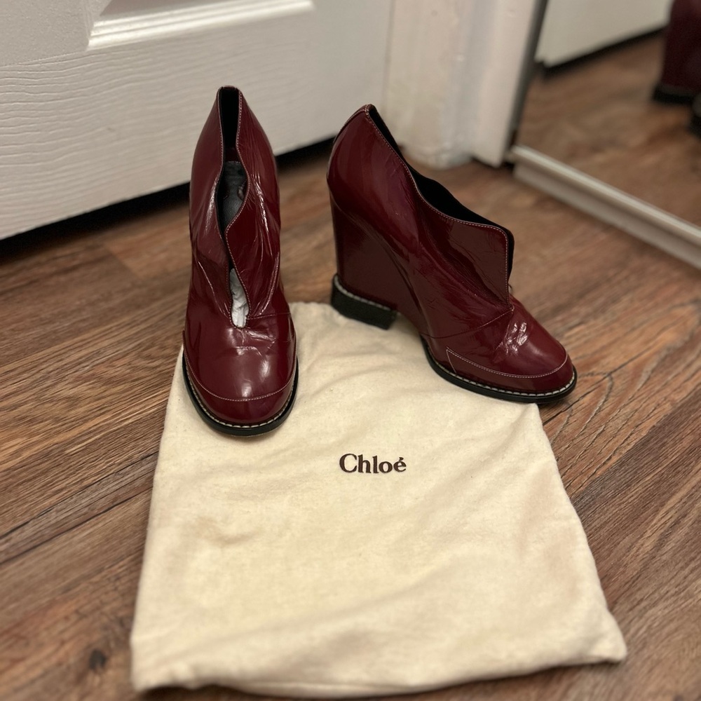 Chloe Deep Red Heeled Boots